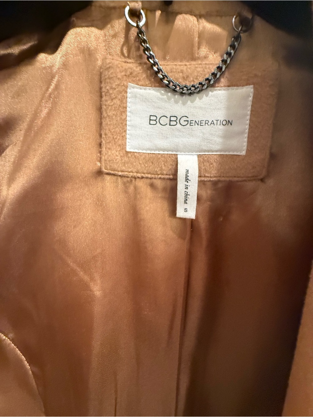 BCBGeneration Women's Camel Double-Breasted Peacoat - Picture 4 of 4